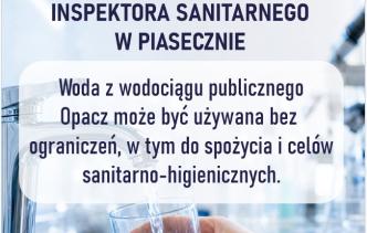 Komunikat w sprawie przydatności wody do spożycia z wodociągu SUW Opacz